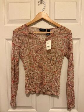 NWT New York & Company Paisley Top